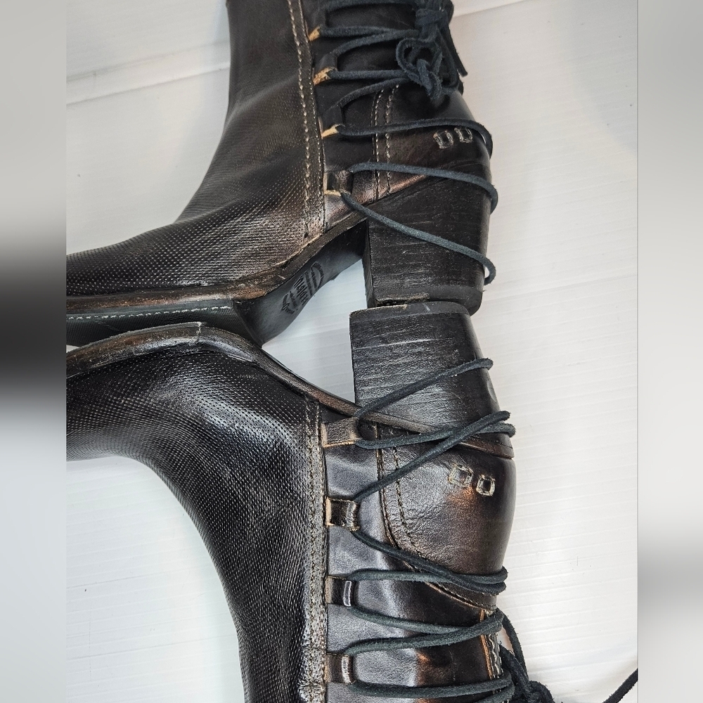 Bed Stu Blaire Graphito Rustic Leather Western Lace-Up Ankle Boots Size 7 - Picture 8 of 11